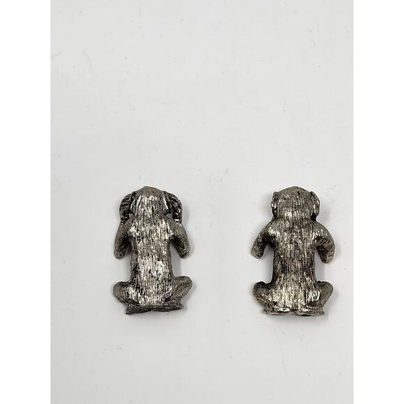 Set of 2 Pewter Monkeys See No Evil, Hear No Evil 1.5 in tall. - Picture 4 of 4